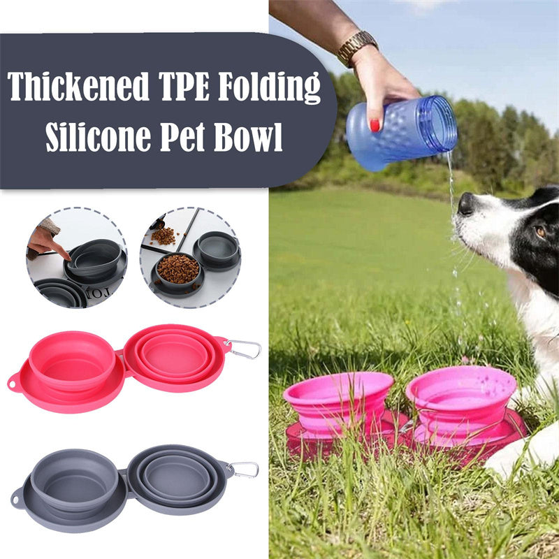 Foldable Double Pet Bowl — Travel-Friendly Feeding for Dogs & Cats
