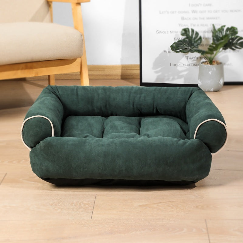 CozyPaws Heated Dog Sofa Bed – Winter Pet House & Cushion