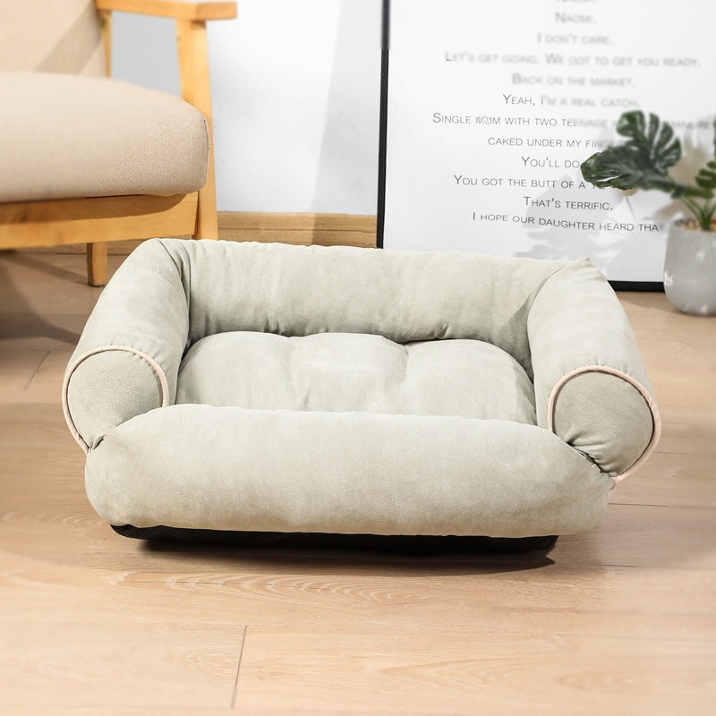 CozyPaws Heated Dog Sofa Bed – Winter Pet House & Cushion