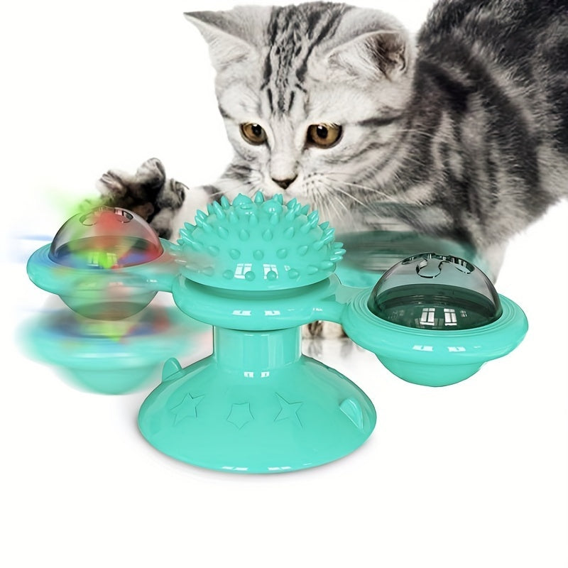 Windmill Spin‑Fun Cat Toy: Interactive Suction, Catnip & Dental Massage Spinner