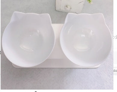 Non‑Slip Double Cat & Dog Bowl with Raised Stand – Ergonomic 15° Tilt Feeding Station