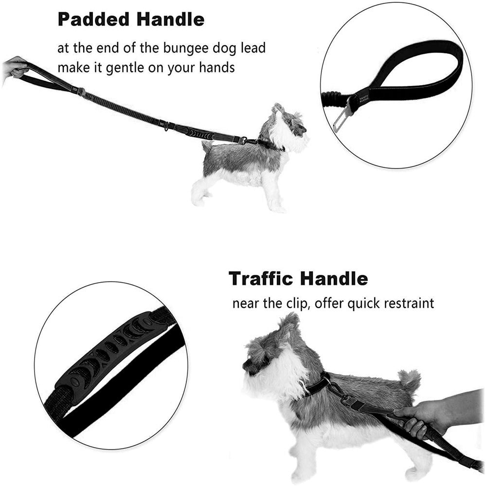 Multifunctional Shock‑Absorbing Dog Leash (4–6 ft) with Seatbelt Attachment