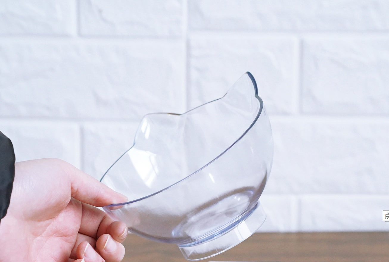 Inclined Transparent Cat‑Ear Bowl for Comfortable & Clean Eating