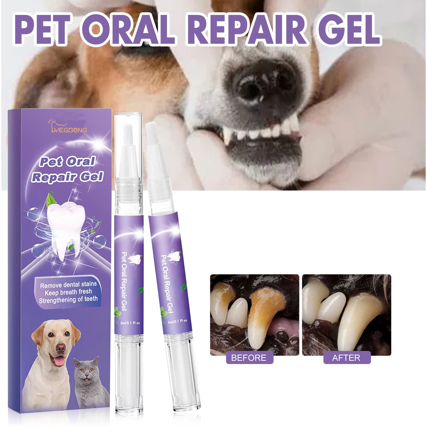 Pet Oral Repair Gel – Fresh Breath & Happy Gums for Cats & Dogs