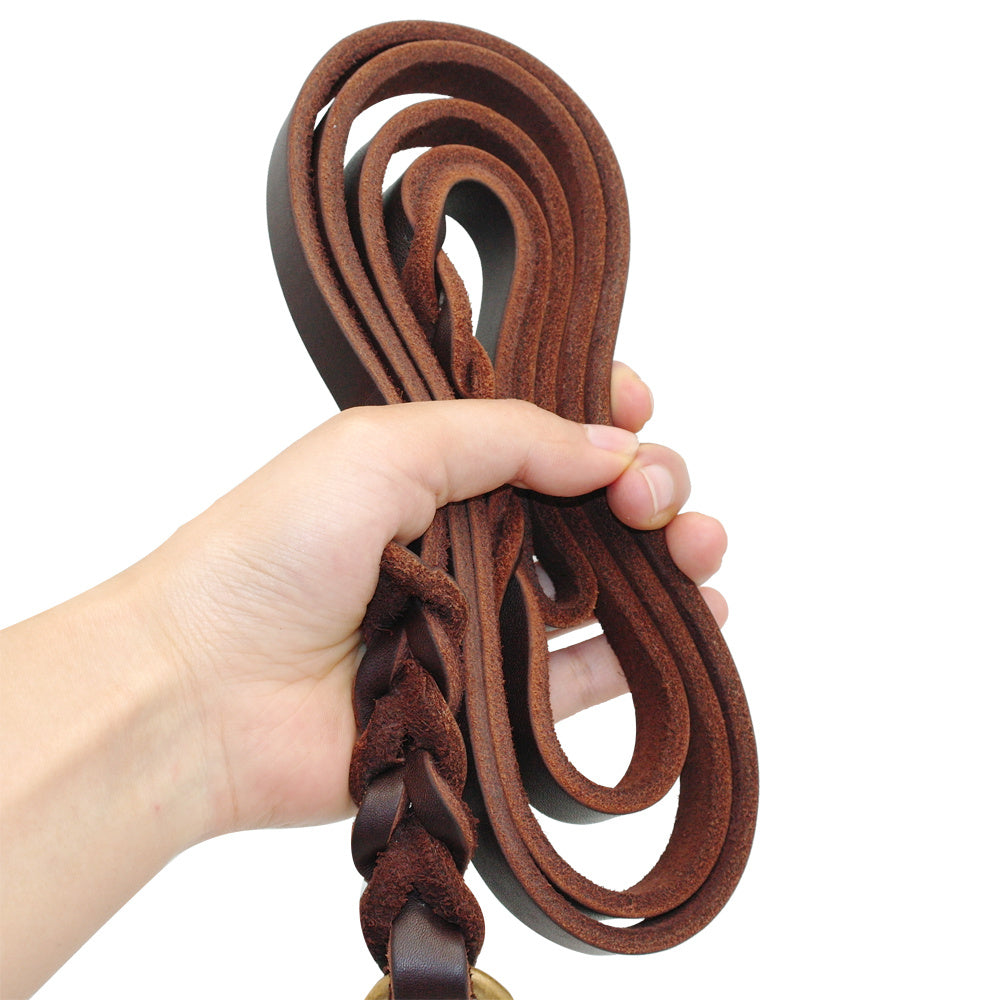 Premium Leather Chain Leash for Large & Training Dogs
