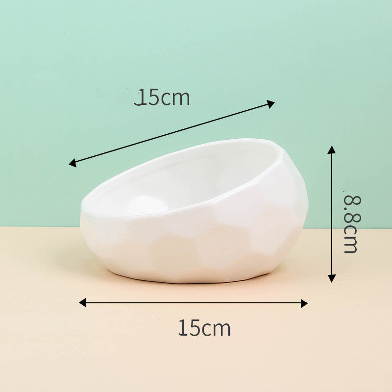 Elegant Ceramic Pet Bowl with Oblique Tilt for Comfortable Feeding