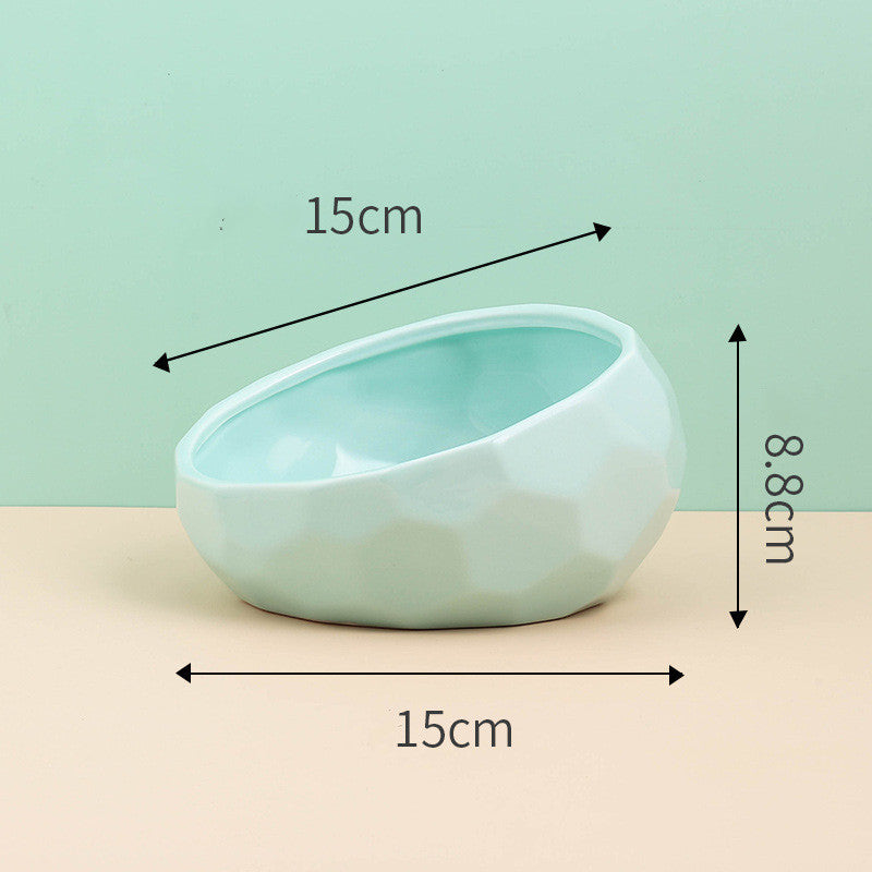 Elegant Ceramic Pet Bowl with Oblique Tilt for Comfortable Feeding