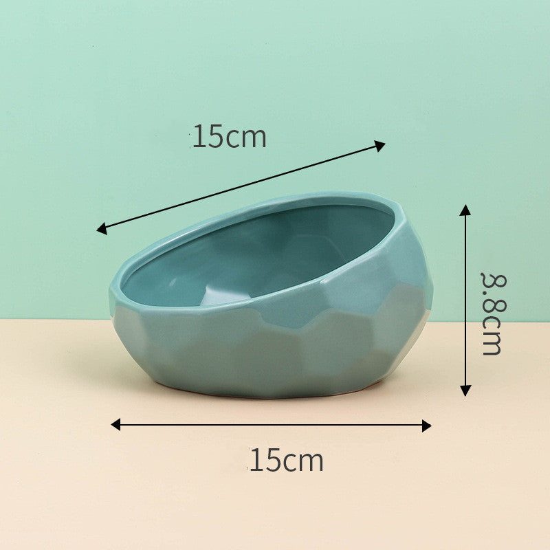 Elegant Ceramic Pet Bowl with Oblique Tilt for Comfortable Feeding