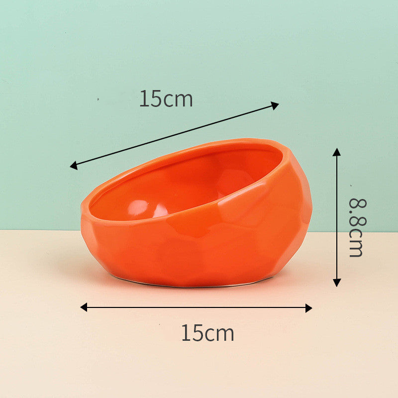 Elegant Ceramic Pet Bowl with Oblique Tilt for Comfortable Feeding