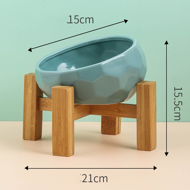 Elegant Ceramic Pet Bowl with Oblique Tilt for Comfortable Feeding