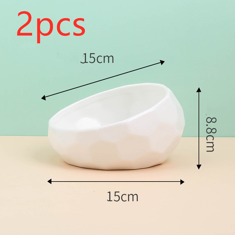 Elegant Ceramic Pet Bowl with Oblique Tilt for Comfortable Feeding