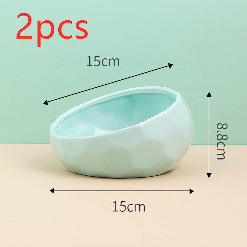 Elegant Ceramic Pet Bowl with Oblique Tilt for Comfortable Feeding