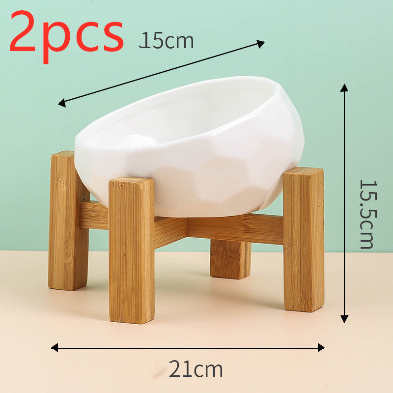 Elegant Ceramic Pet Bowl with Oblique Tilt for Comfortable Feeding