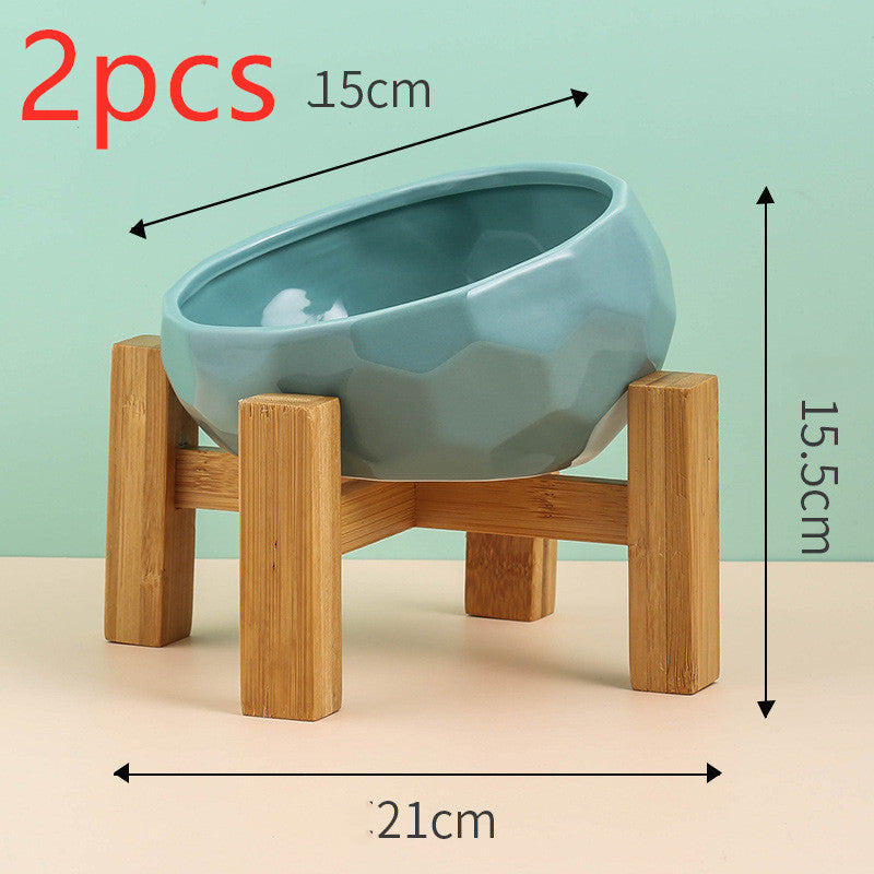Elegant Ceramic Pet Bowl with Oblique Tilt for Comfortable Feeding