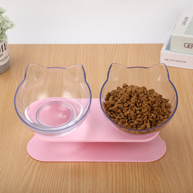 Inclined Transparent Cat‑Ear Bowl for Comfortable & Clean Eating