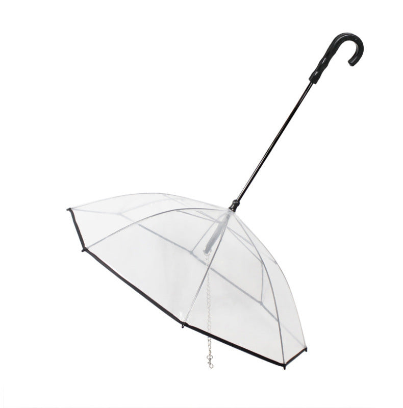 Premium Transparent Dog Umbrella with Built‑In Traction Chain