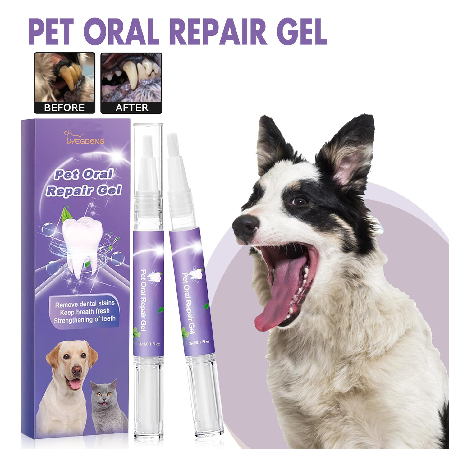 Pet Oral Repair Gel – Fresh Breath & Happy Gums for Cats & Dogs