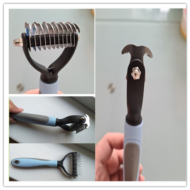 Dual‑Side Pet Grooming Rake – Gentle Deshedding & Dematting Tool for Dogs & Cats