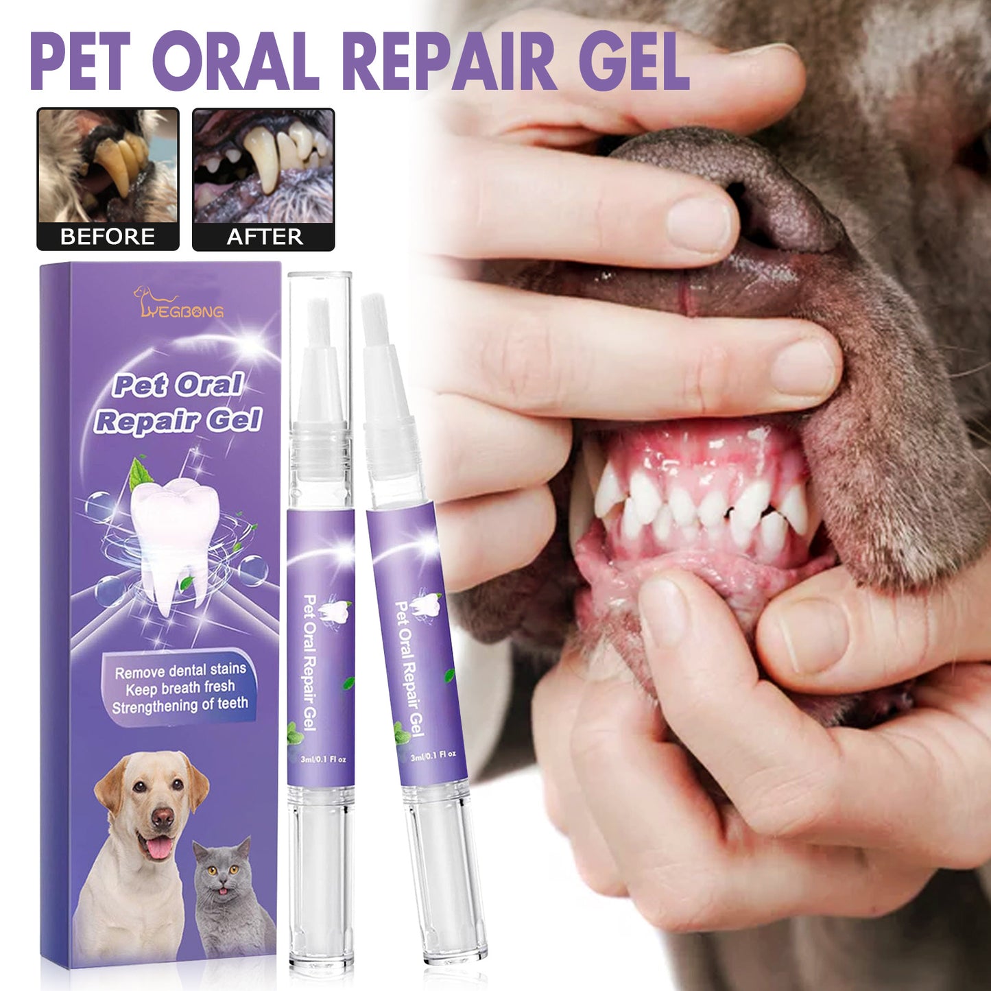 Pet Oral Repair Gel – Fresh Breath & Happy Gums for Cats & Dogs