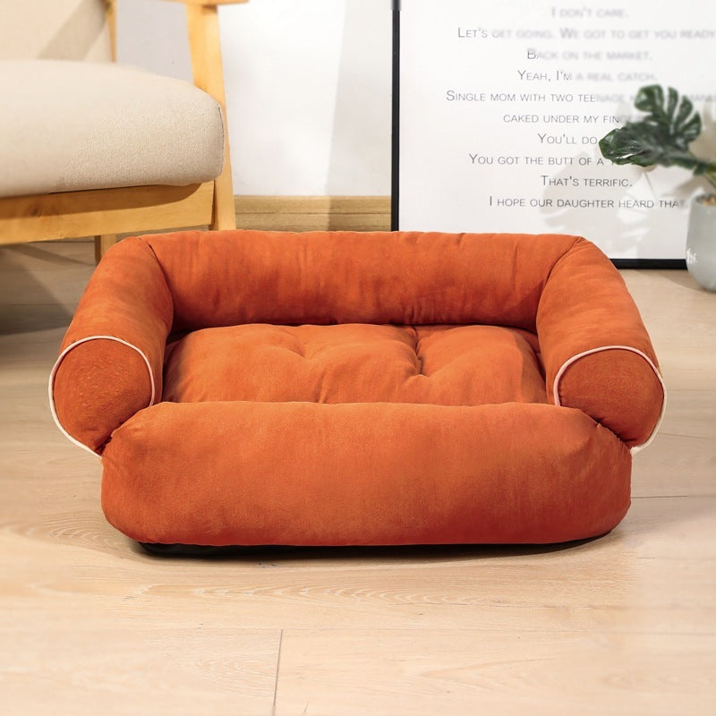 CozyPaws Heated Dog Sofa Bed – Winter Pet House & Cushion