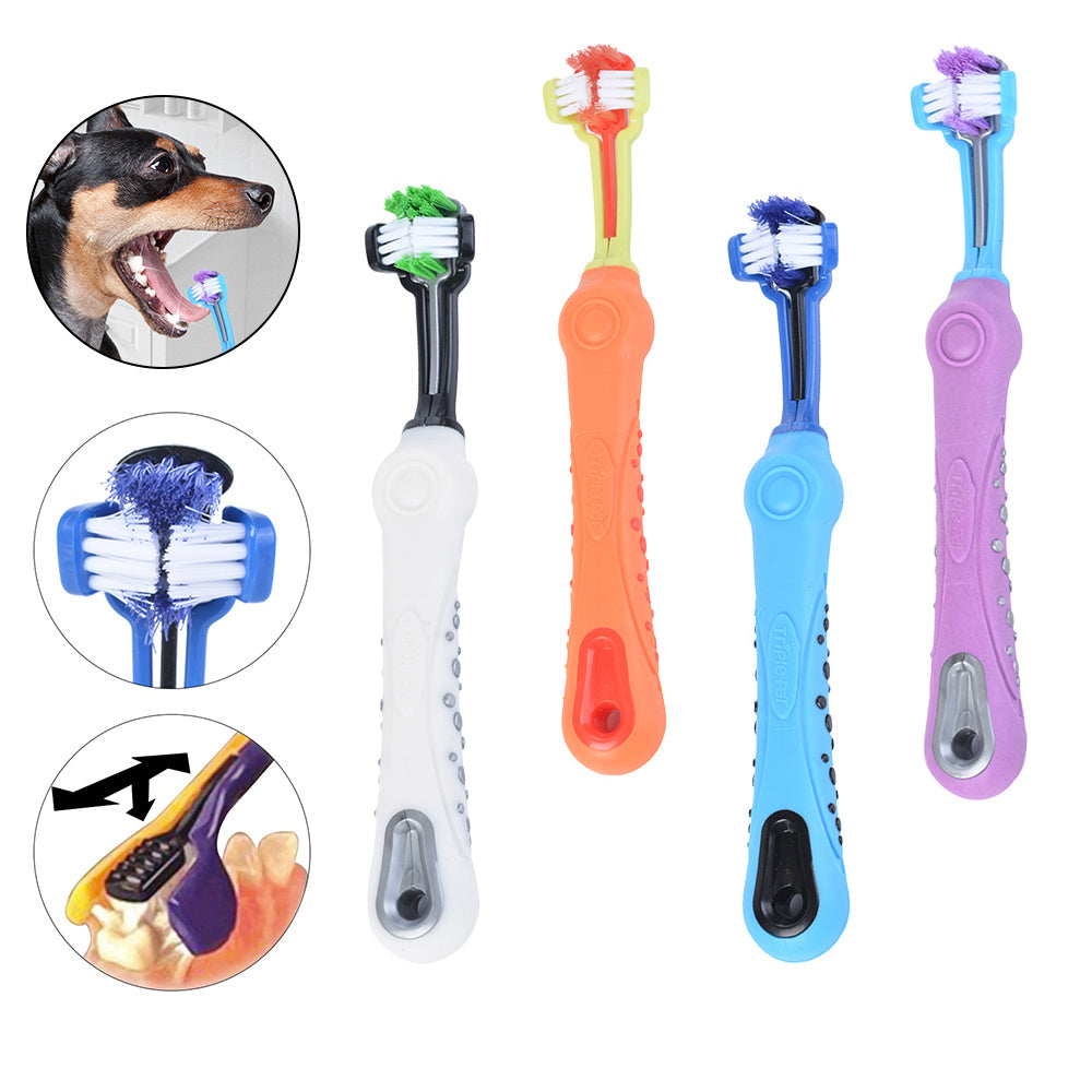 FreshPaw Triple‑Sided Dog Toothbrush – For Happier Pet Kisses
