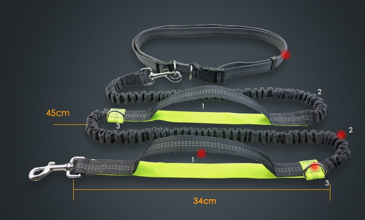 Pet Supplies Multi‑Function Reflective Elastic Dog Leash for Running & Pull Control
