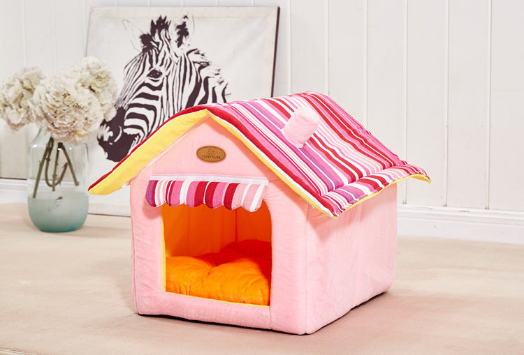 Striped Removable Cover Dog Bed – Stylish Comfort for Small to Medium Dogs
