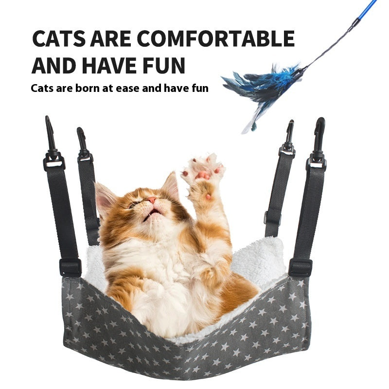 Winter‑Ready Lamb Fleece Hanging Hammock – Warm & Cozy Elevated Cat Lounge