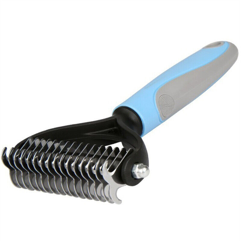 Dual‑Side Pet Grooming Rake – Gentle Deshedding & Dematting Tool for Dogs & Cats