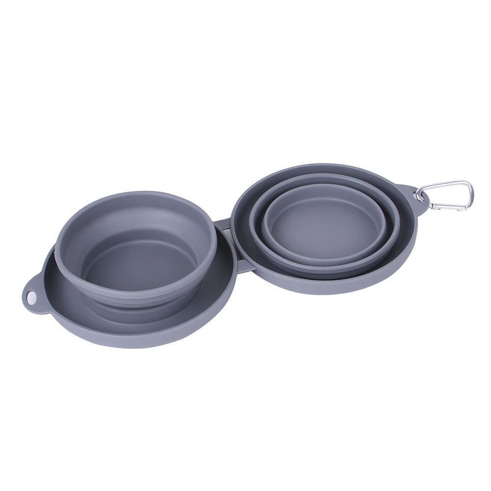 Foldable Double Pet Bowl — Travel-Friendly Feeding for Dogs & Cats