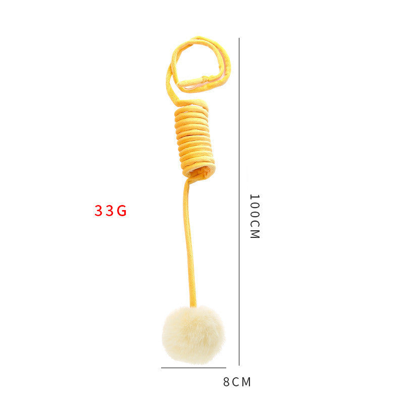 Spring‑Rabbit Hair Ball Cat Toy – Interactive Plush Suction Play