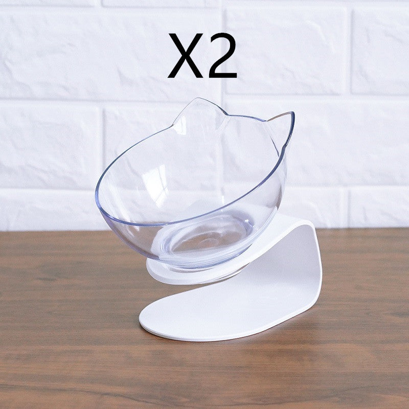Non‑Slip Double Cat & Dog Bowl with Raised Stand – Ergonomic 15° Tilt Feeding Station