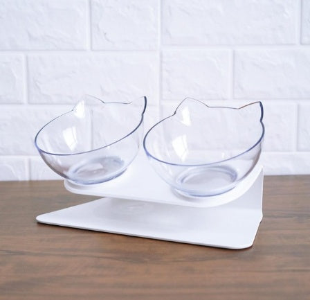 Inclined Transparent Cat‑Ear Bowl for Comfortable & Clean Eating