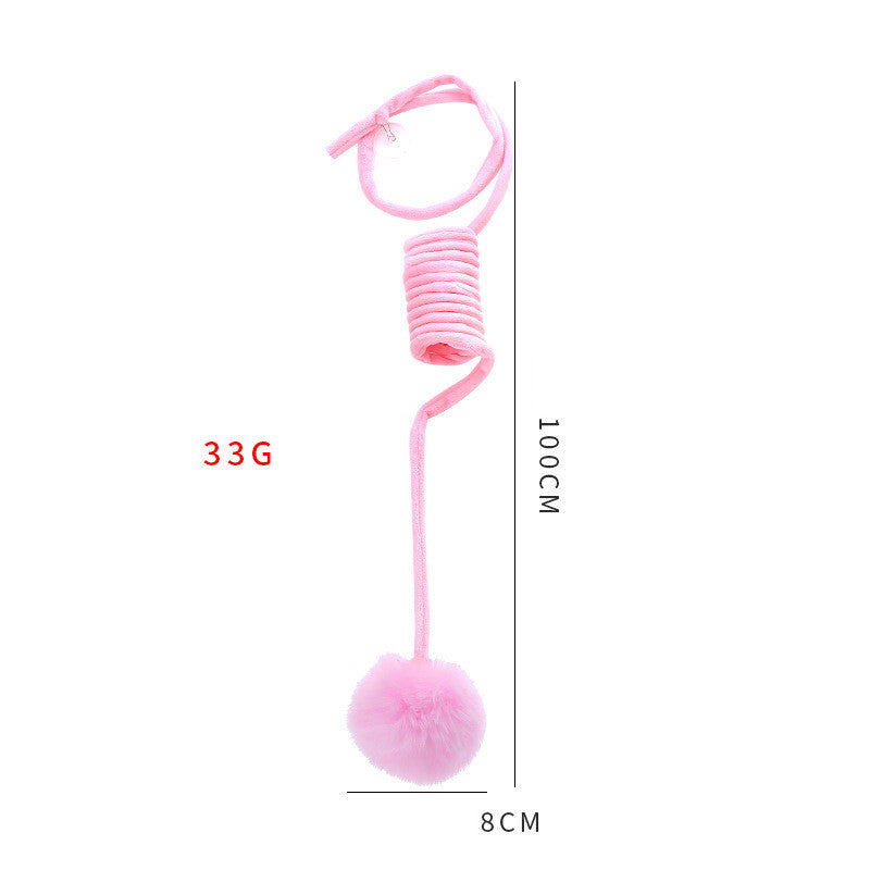 Spring‑Rabbit Hair Ball Cat Toy – Interactive Plush Suction Play