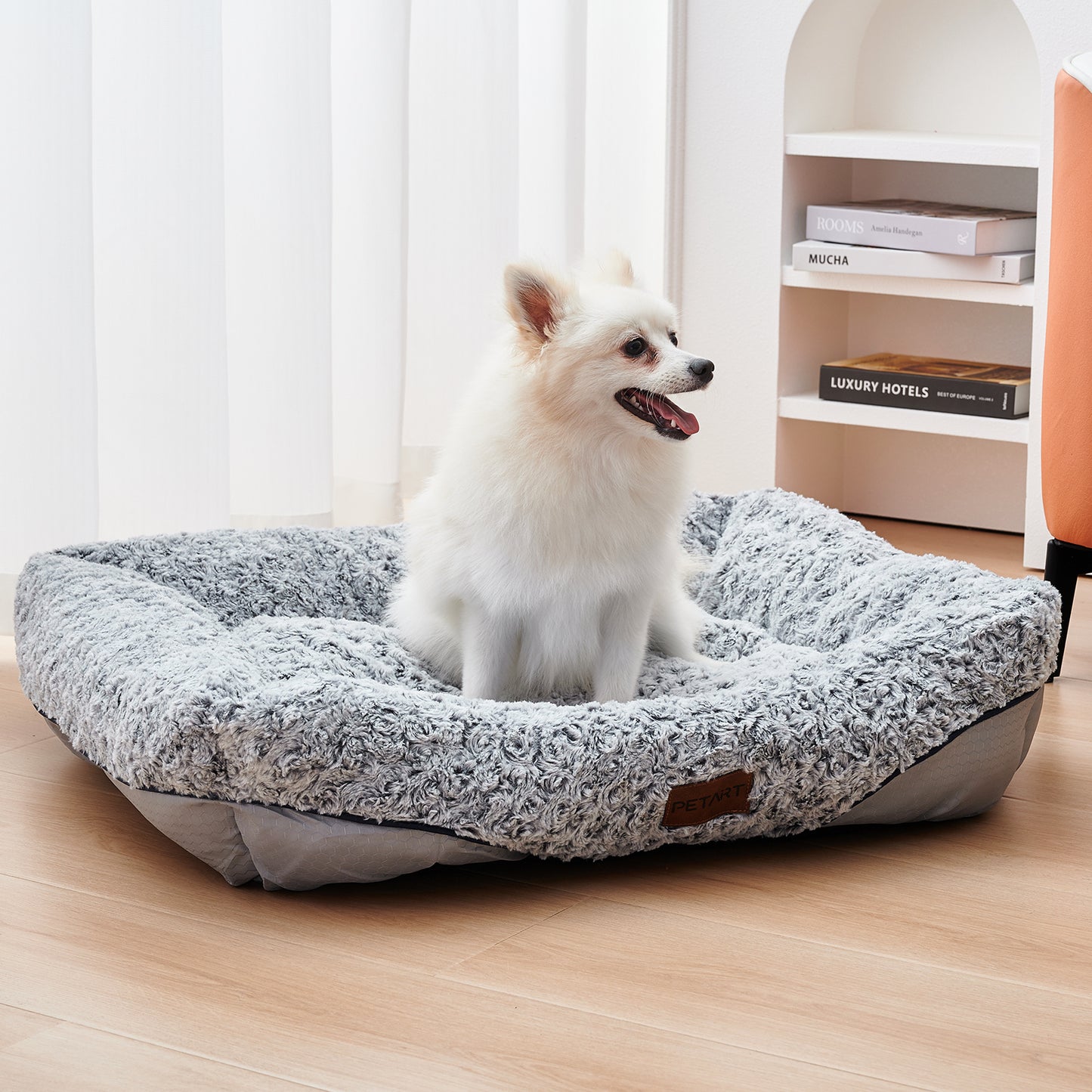 Swirl Rose Velvet Calming Dog Bed – Pure Comfort, Happy Pets