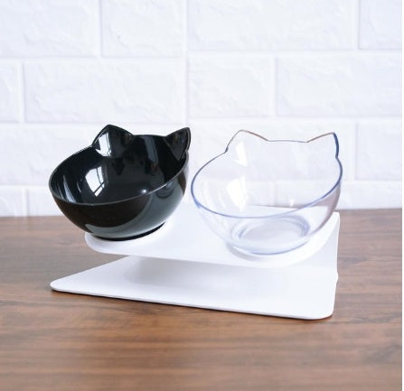 Inclined Transparent Cat‑Ear Bowl for Comfortable & Clean Eating
