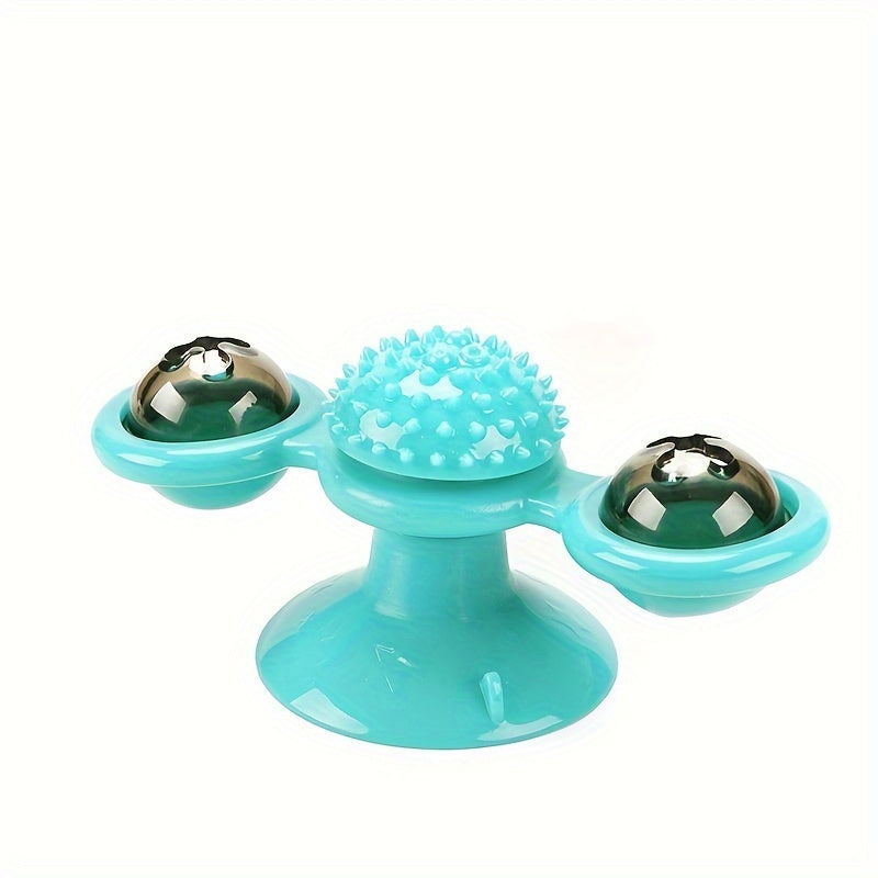 Windmill Spin‑Fun Cat Toy: Interactive Suction, Catnip & Dental Massage Spinner