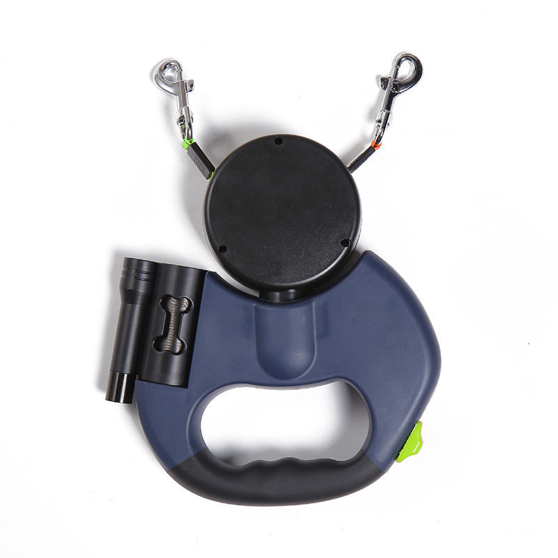 Retractable Reflective Dual Leash with LED Lights – Walk Two Small Dogs Stress‑Free