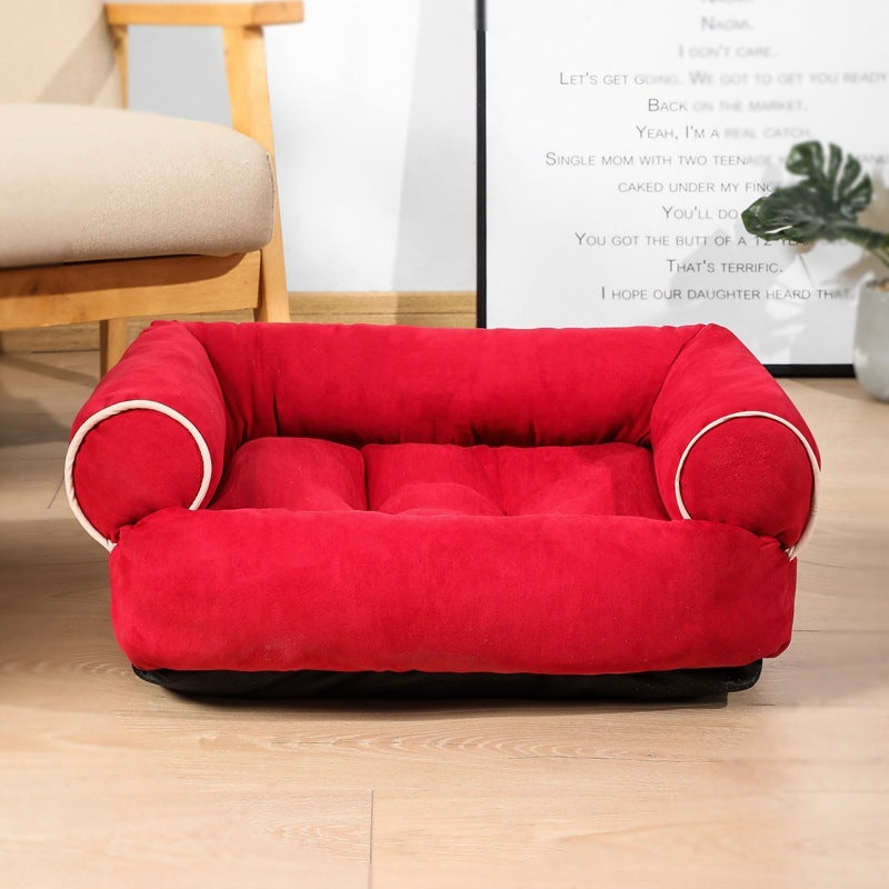 CozyPaws Heated Dog Sofa Bed – Winter Pet House & Cushion