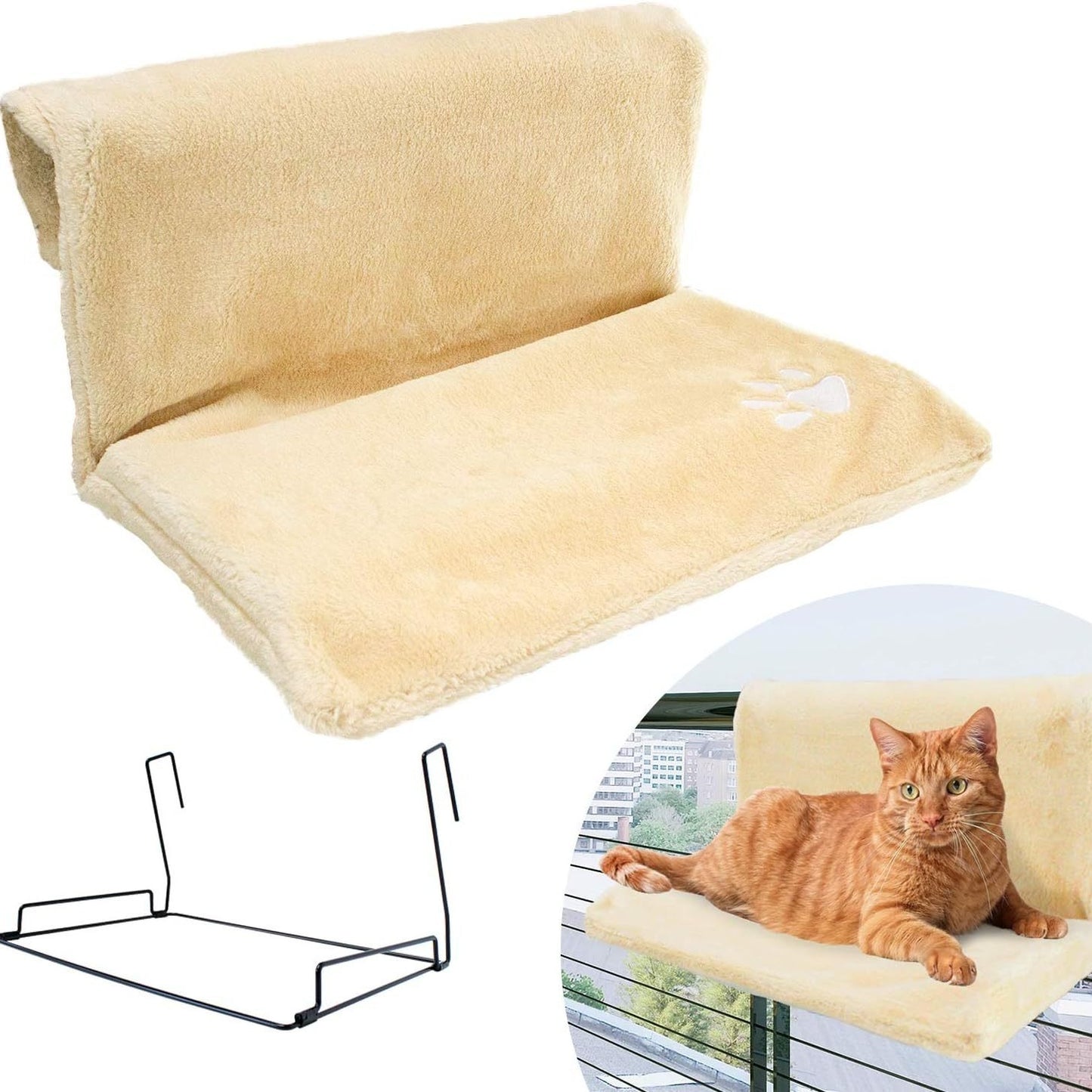 Plush L‑Shaped Cat Hammock – Hanging Cat Nest for Cozy Elevated Lounging