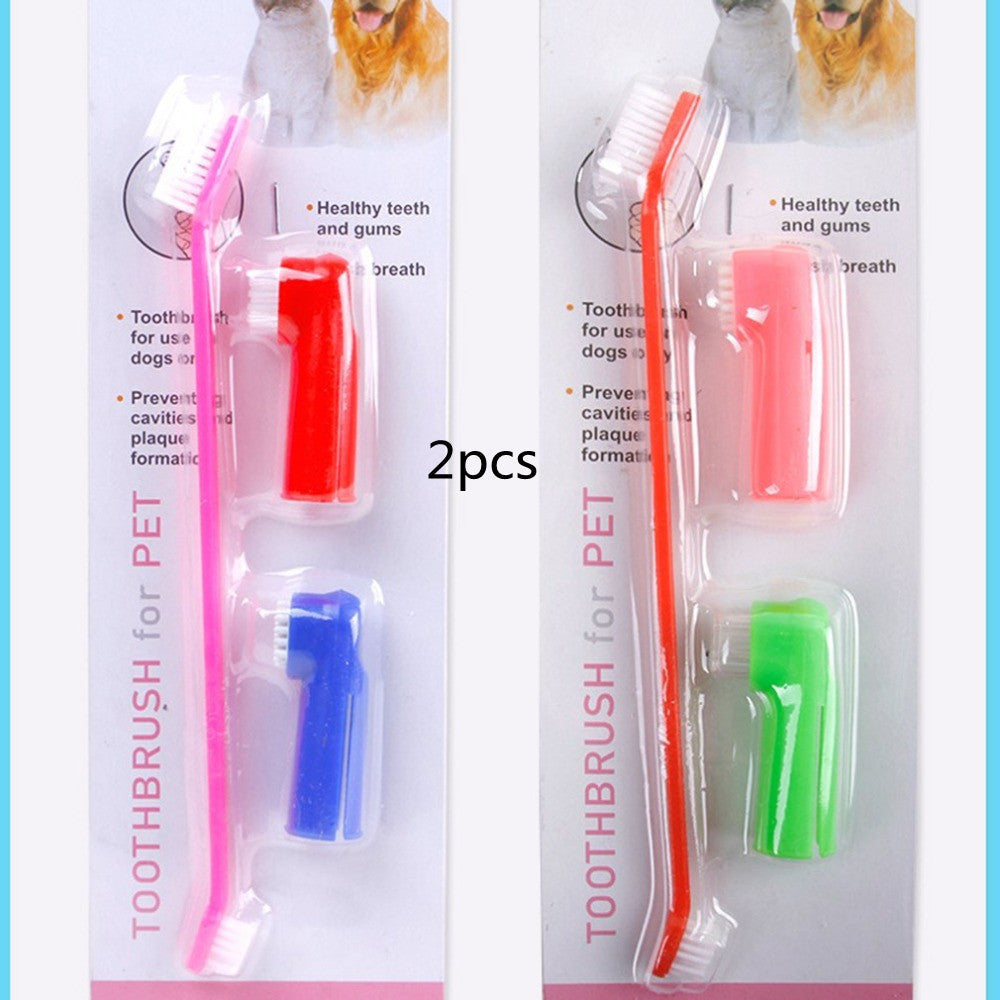 Pet Smile Double‑Head Finger Toothbrush Set – Gentle Teeth Cleaning for Dogs & Cats