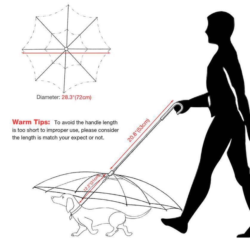 Premium Transparent Dog Umbrella with Built‑In Traction Chain