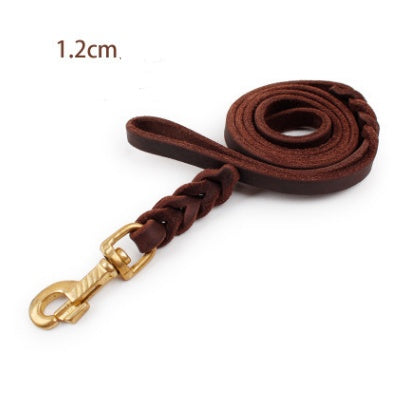 Premium Leather Chain Leash for Large & Training Dogs