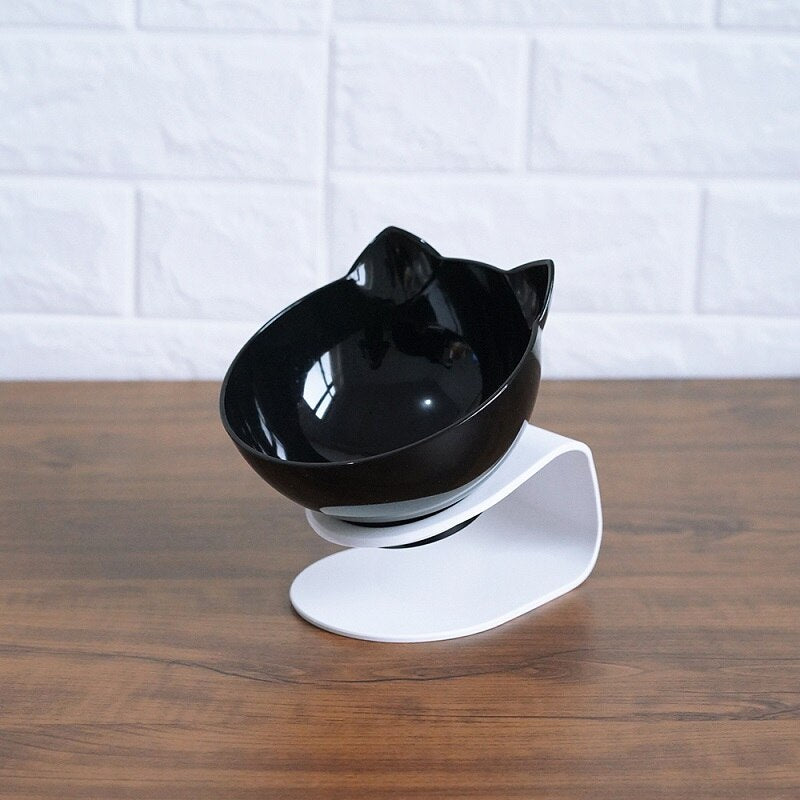Non‑Slip Double Cat & Dog Bowl with Raised Stand – Ergonomic 15° Tilt Feeding Station