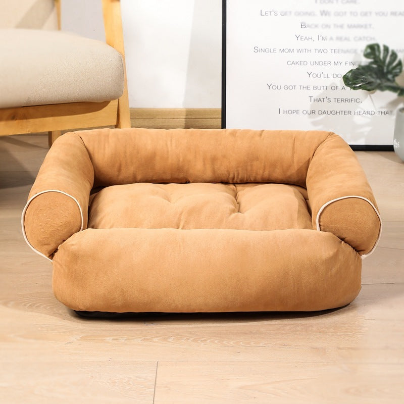 CozyPaws Heated Dog Sofa Bed – Winter Pet House & Cushion