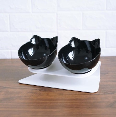 Inclined Transparent Cat‑Ear Bowl for Comfortable & Clean Eating