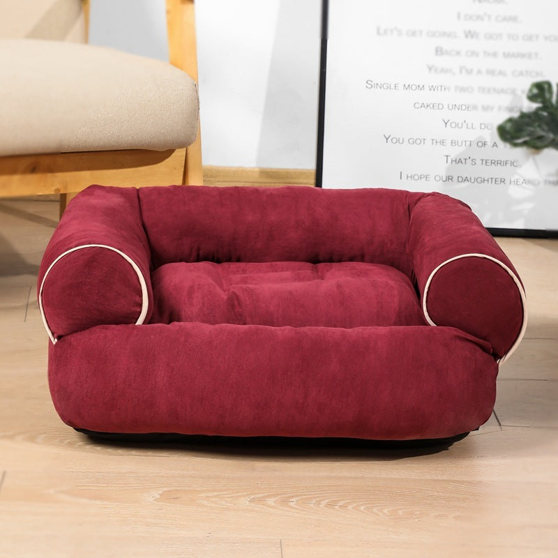 CozyPaws Heated Dog Sofa Bed – Winter Pet House & Cushion