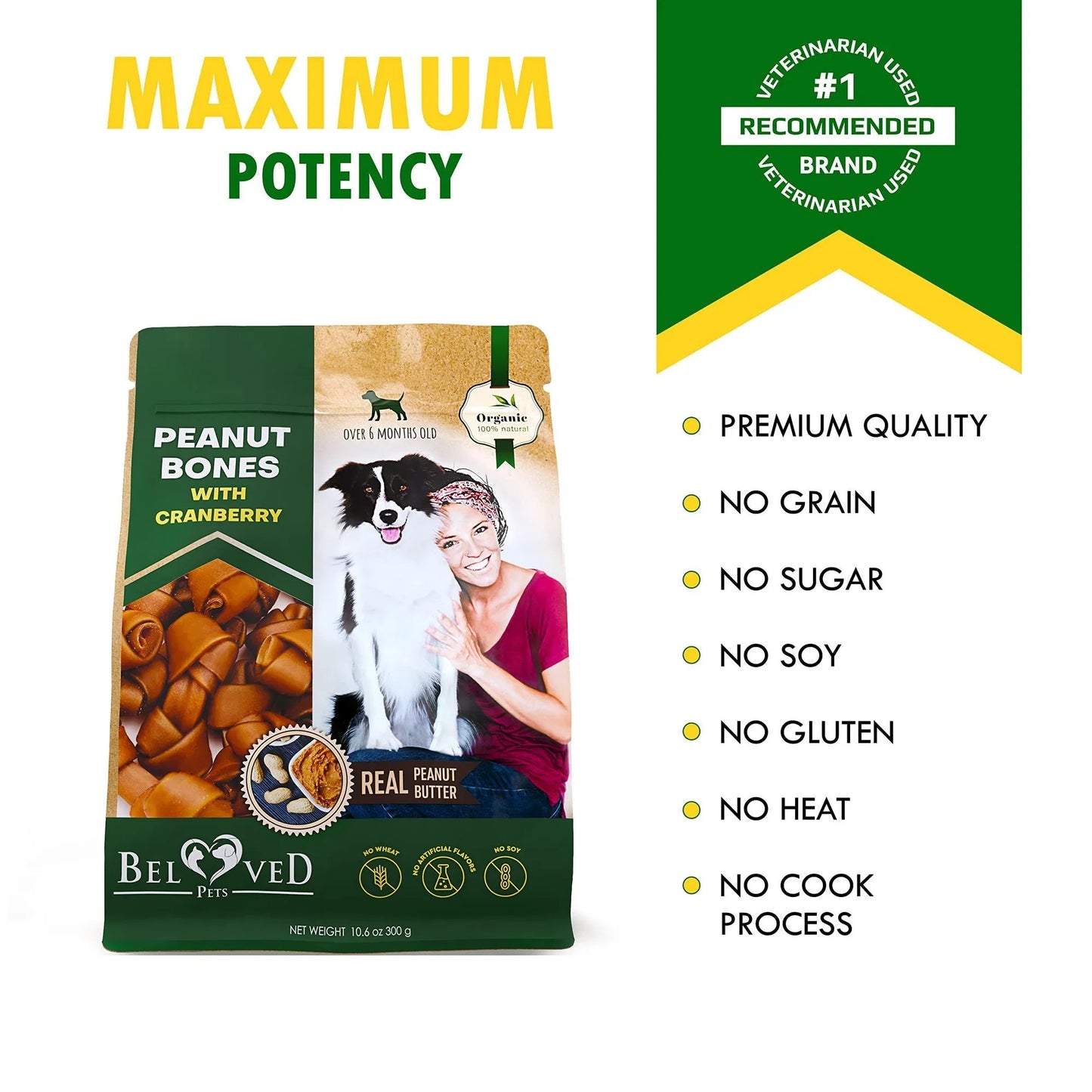 Peanut Butter & Cranberry Rawhide‑Free Chew Bones – Healthy, Tasty Dental Treats
