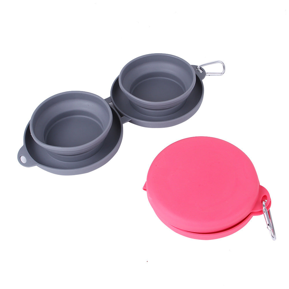 Foldable Double Pet Bowl — Travel-Friendly Feeding for Dogs & Cats