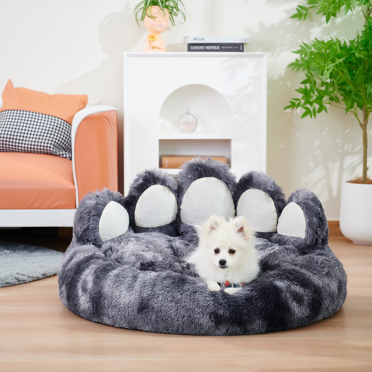 Bear Paw Shape Dog Bed – Plush & Cozy Pet Bed for Small to Medium Dogs